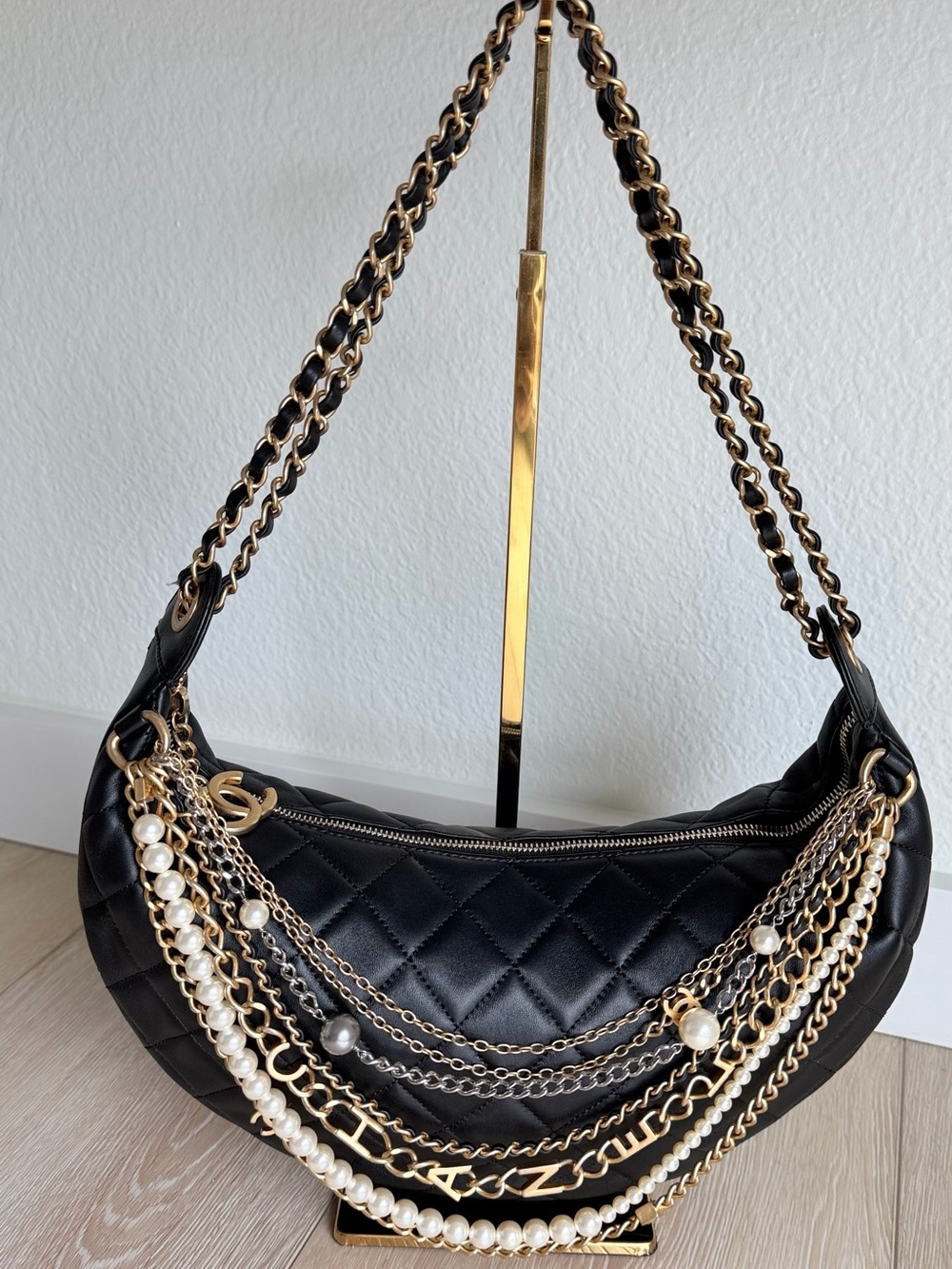 Chanel Lambskin Quilted All About Chains Hobo bag